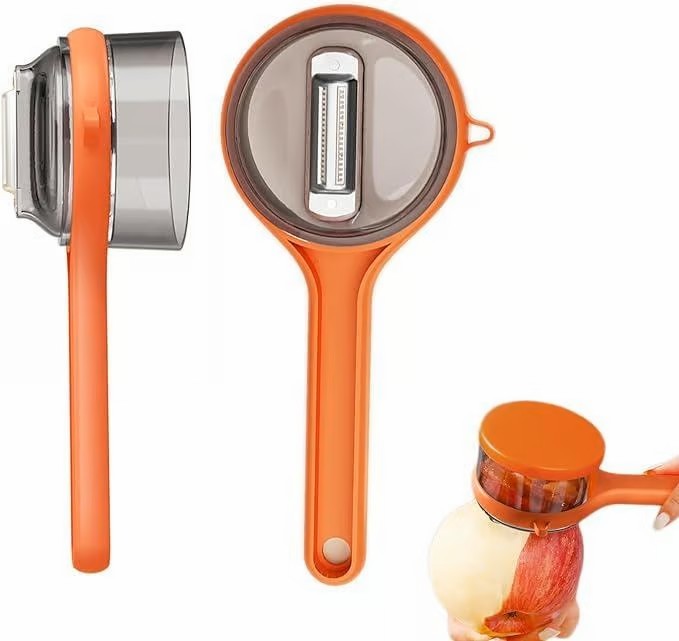 Coltello sbucciatore a doppia lama in acciaio inossidabile con scatola portaoggetti