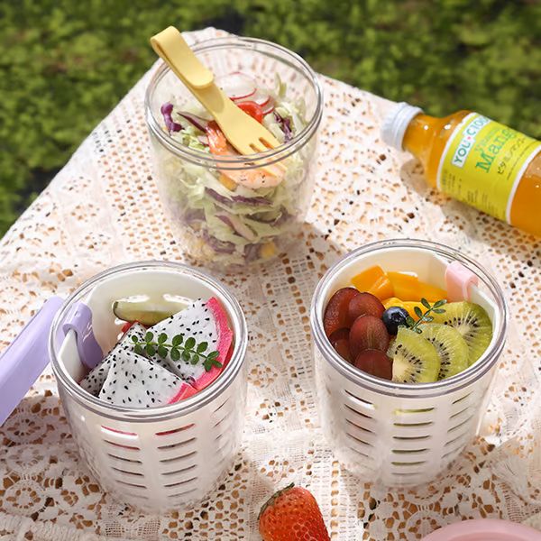Coppa di frutta portatile con colino - Forchetta inclusa
