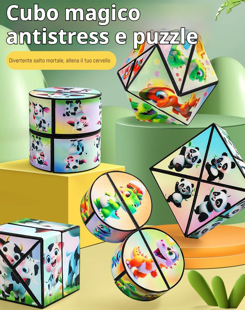 🔥 Giocattolo educativo per bambini, cubo di Rubik 3D Panda, blocchi di costruzione geometrici per il pensiero spaziale, deformazione e ribaltamento.