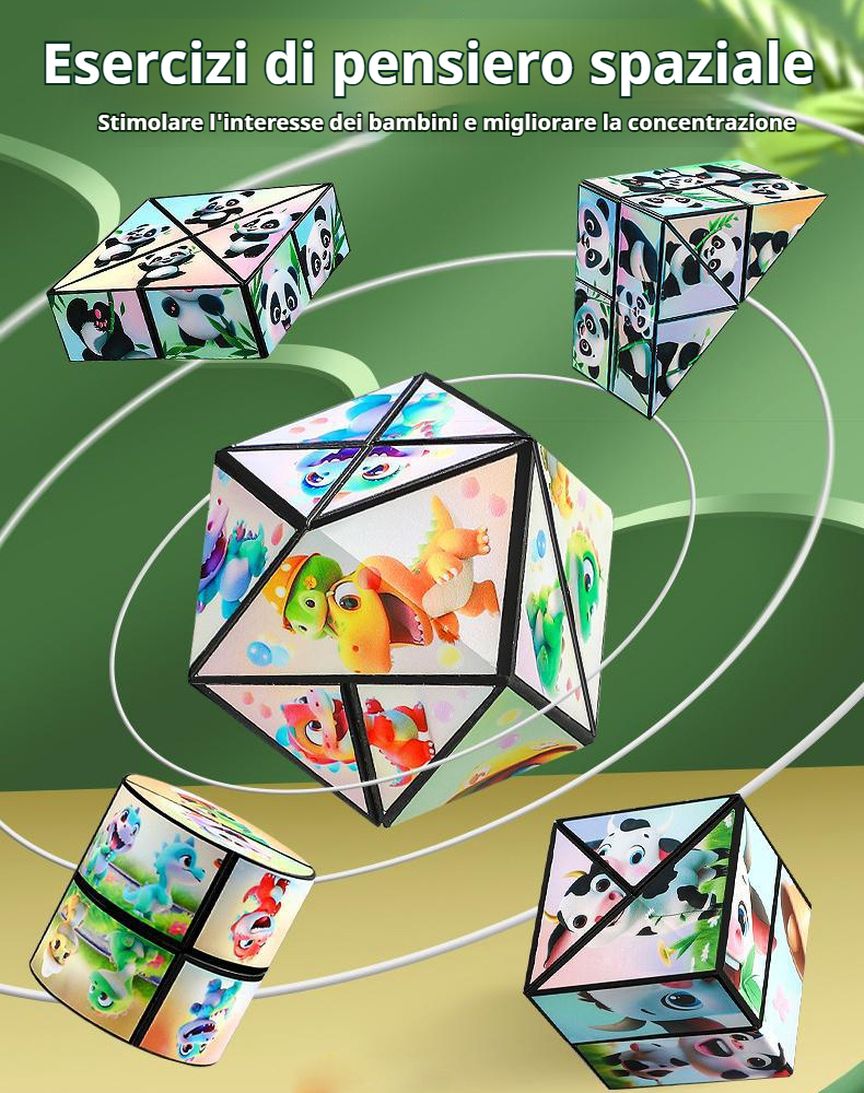 🔥 Giocattolo educativo per bambini, cubo di Rubik 3D Panda, blocchi di costruzione geometrici per il pensiero spaziale, deformazione e ribaltamento.
