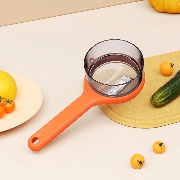Coltello sbucciatore a doppia lama in acciaio inossidabile con scatola portaoggetti
