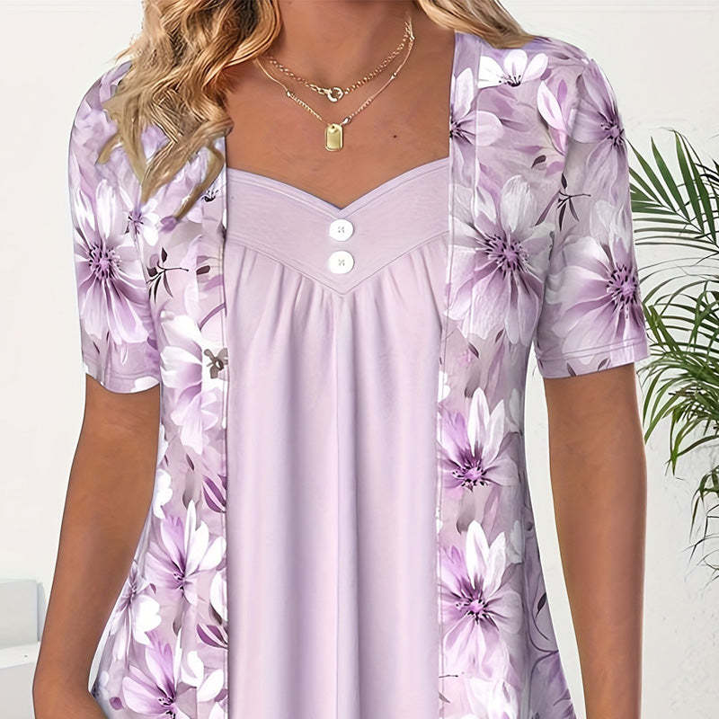 👚Top patchwork floreale irregolare da donna✨