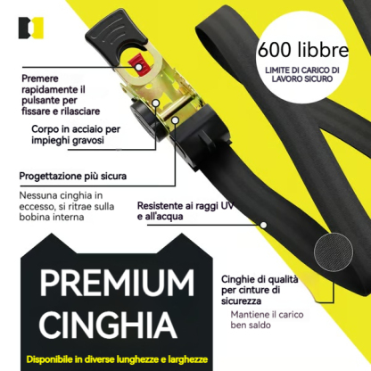 🔥 Cinghia a cricchetto retrattile per auto con kit di supporto per binario
