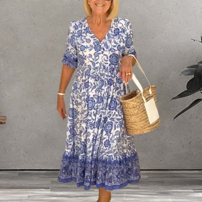 V Neck Floral Print Dress