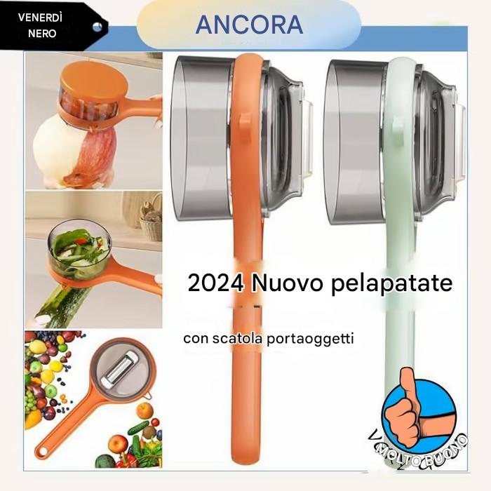 Coltello sbucciatore a doppia lama in acciaio inossidabile con scatola portaoggetti