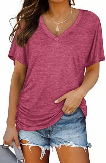 🔥Offerta speciale limitata 49% di sconto💥T-shirt da donna con scollo a V e arricciatura laterale Dolman
