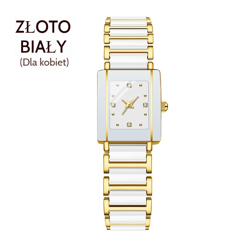 💞Modny ceramiczny kwadratowy zegarek kwarcowy⌚