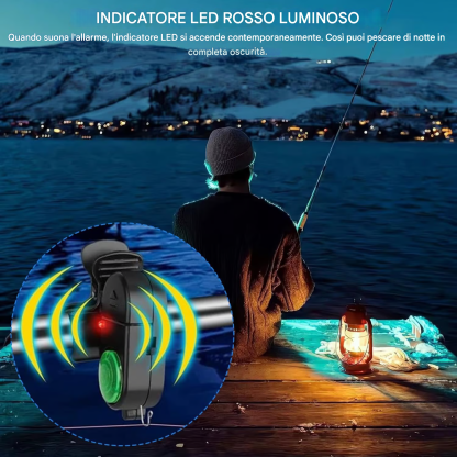 Segnalatore acustico da pesca con luce LED