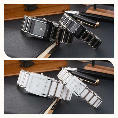 💞Modny ceramiczny kwadratowy zegarek kwarcowy⌚