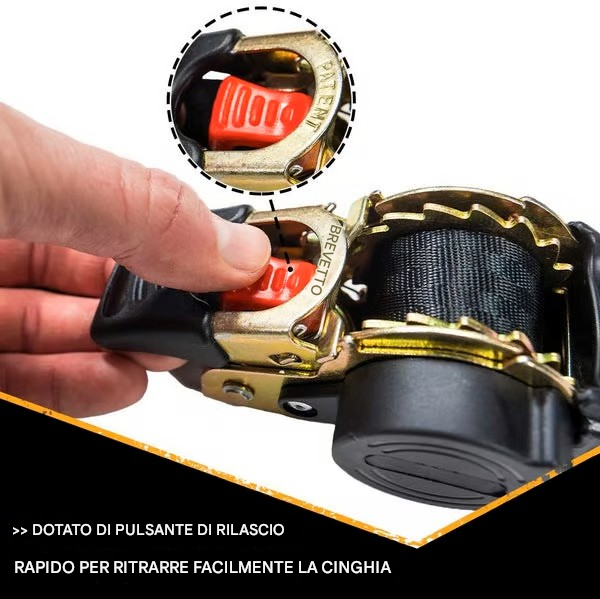 🔥 Cinghia a cricchetto retrattile per auto con kit di supporto per binario