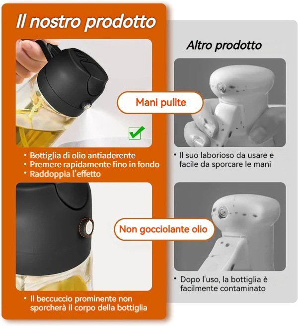 Flacone spray per olio 2 in 1