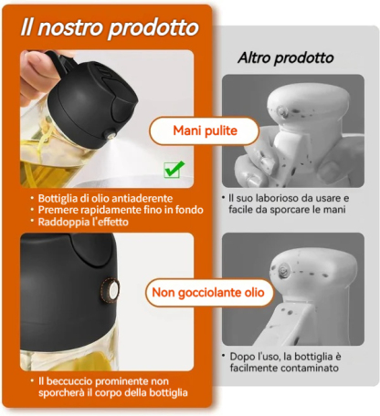 Flacone spray per olio 2 in 1