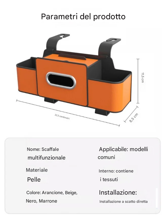 【Salvaspazio】Scatola portaoggetti multifunzione per schienale auto