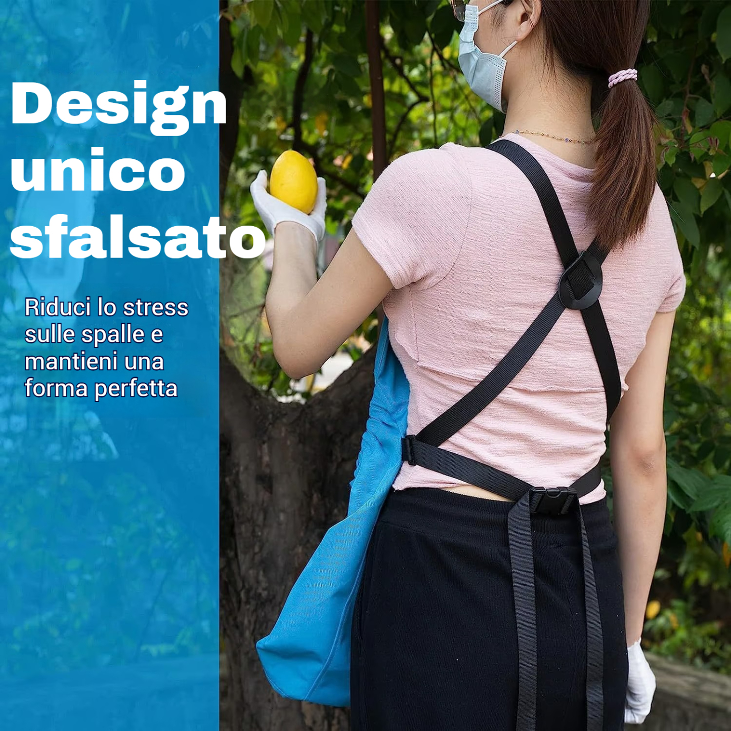 Grembiule da giardinaggio incrociato sulla schiena con profonde tasche a marsupio