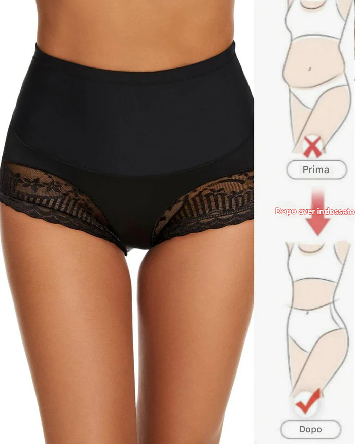 Mutandine modellanti senza cuciture a vita alta in pizzo sottile da donna