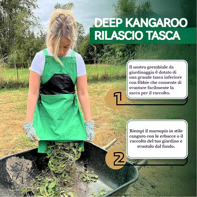 Grembiule da giardinaggio incrociato sulla schiena con profonde tasche a marsupio