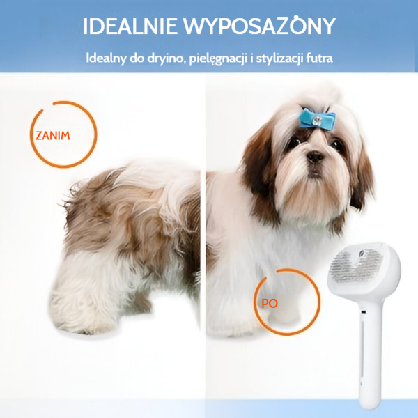 Akumulatorowa szczotka parowa łatwo usuwająca wypadającą sierść | GROOMSY