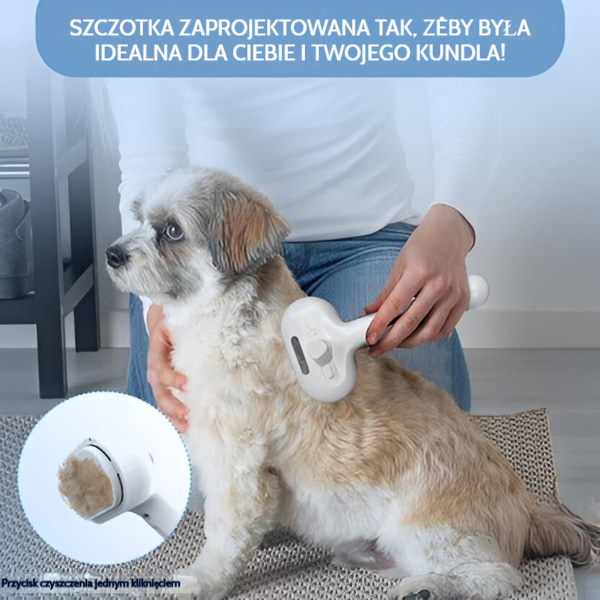 Akumulatorowa szczotka parowa łatwo usuwająca wypadającą sierść | GROOMSY