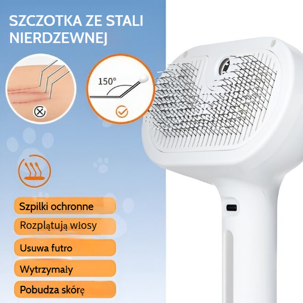 Akumulatorowa szczotka parowa łatwo usuwająca wypadającą sierść | GROOMSY