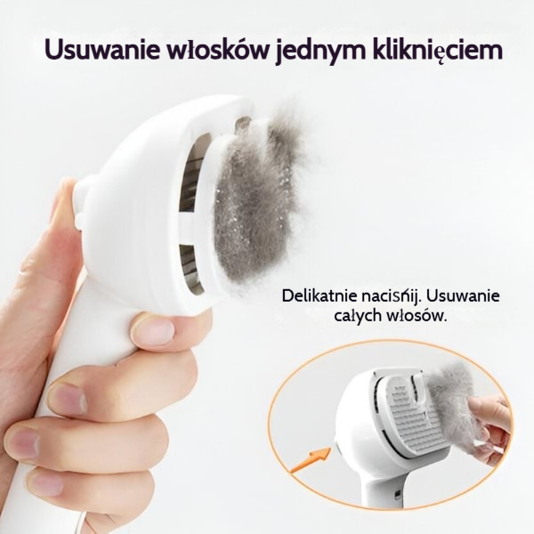 Akumulatorowa szczotka parowa łatwo usuwająca wypadającą sierść | GROOMSY