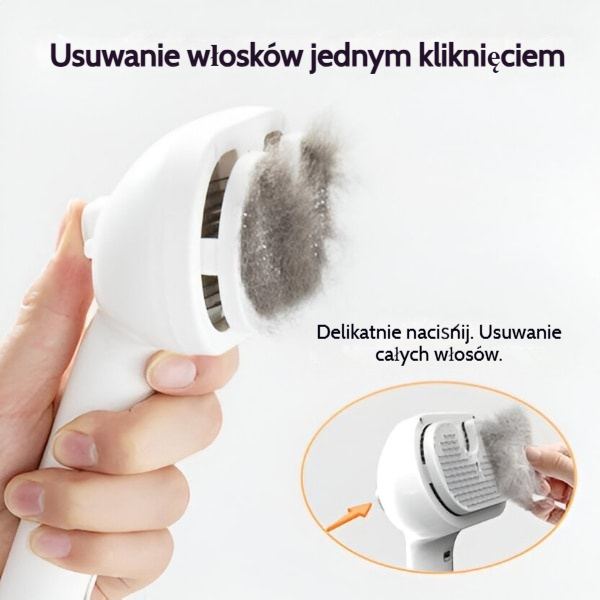 Akumulatorowa szczotka parowa łatwo usuwająca wypadającą sierść | GROOMSY