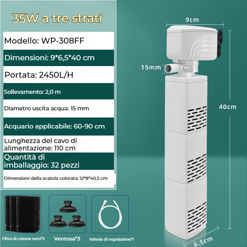 【3.5/4/6/15/20/25W】💦Filtro elettrico silenzioso per acquario🐟