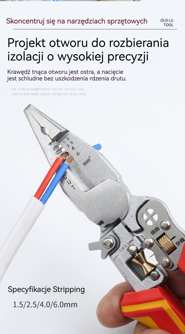 Nowe pogrubione z funkcją pomiaru elektrycznego 9 w 1 wielofunkcyjne szczypce do ściągania izolacji, cięcia i ciągnięcia przewodów, cięcia i zaciskania kabli, szczypce dla elektryków
