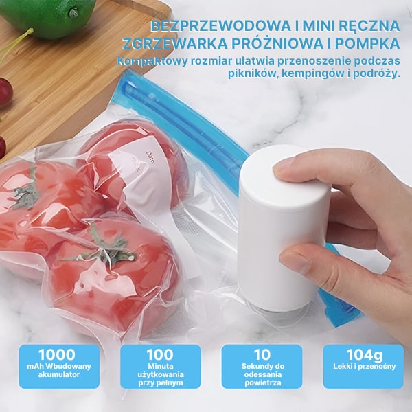 Szybka i łatwa zgrzewarka próżniowa do żywności i pompka powietrza | QUICKSEAL