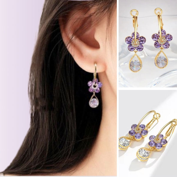 Kwiatowe Kolczyki z Kryształkami | ROSALINKA