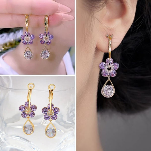 Kwiatowe Kolczyki z Kryształkami | ROSALINKA