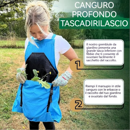 Grembiule da giardinaggio incrociato sulla schiena con profonde tasche a marsupio