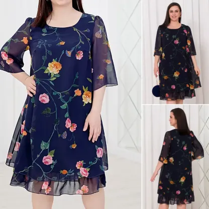 💕【S-5XL】👗Rochie eleganti con stampa sul tuo piatto e uomini con il volo