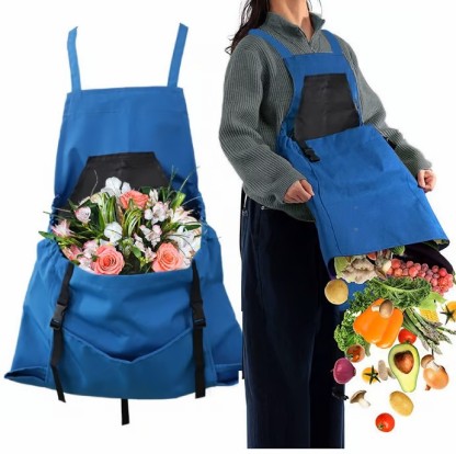 Grembiule da giardinaggio incrociato sulla schiena con profonde tasche a marsupio