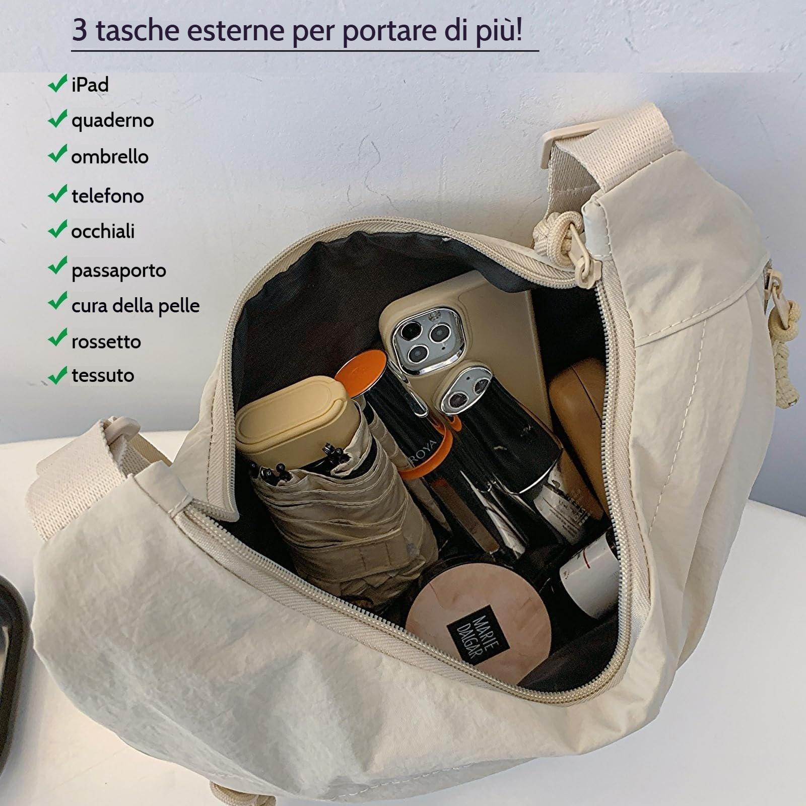 👜Ultimo giorno - 49% di sconto🔥Borsa a tracolla in nylon tinta unita alla moda