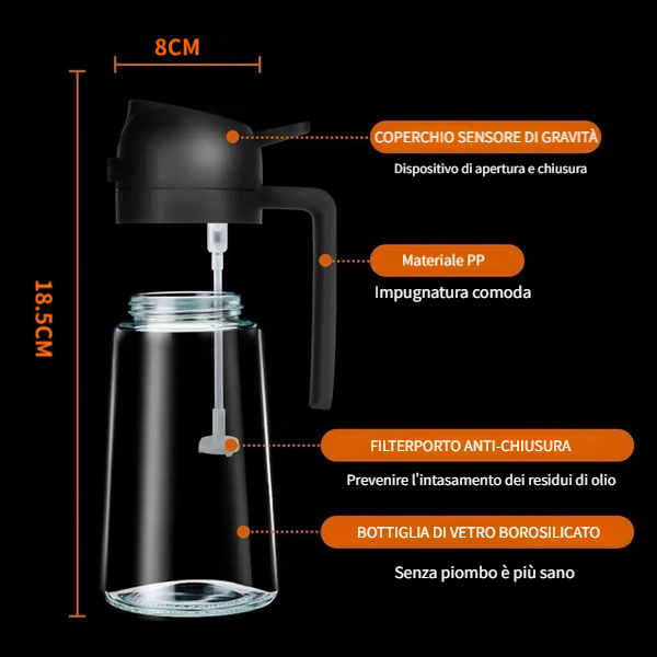 Flacone spray per olio 2 in 1