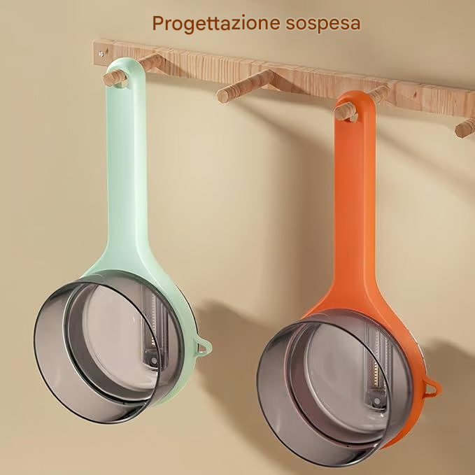 Coltello sbucciatore a doppia lama in acciaio inossidabile con scatola portaoggetti