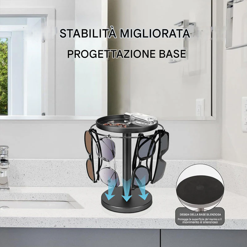 Supporto per occhiali girevole a 360°