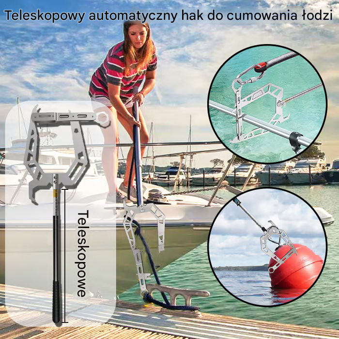 Automatyczny teleskopowy hak do cumowania łodzi