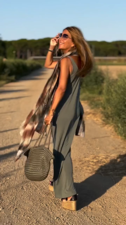 🔥👗Abito lungo con scollo a V da donna