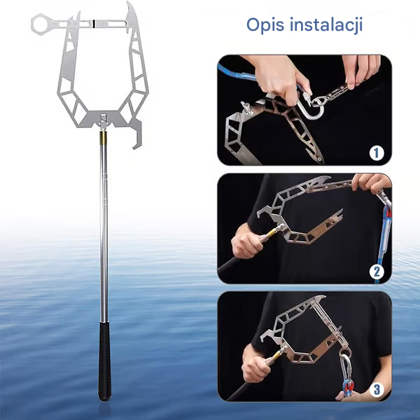 Automatyczny teleskopowy hak do cumowania łodzi