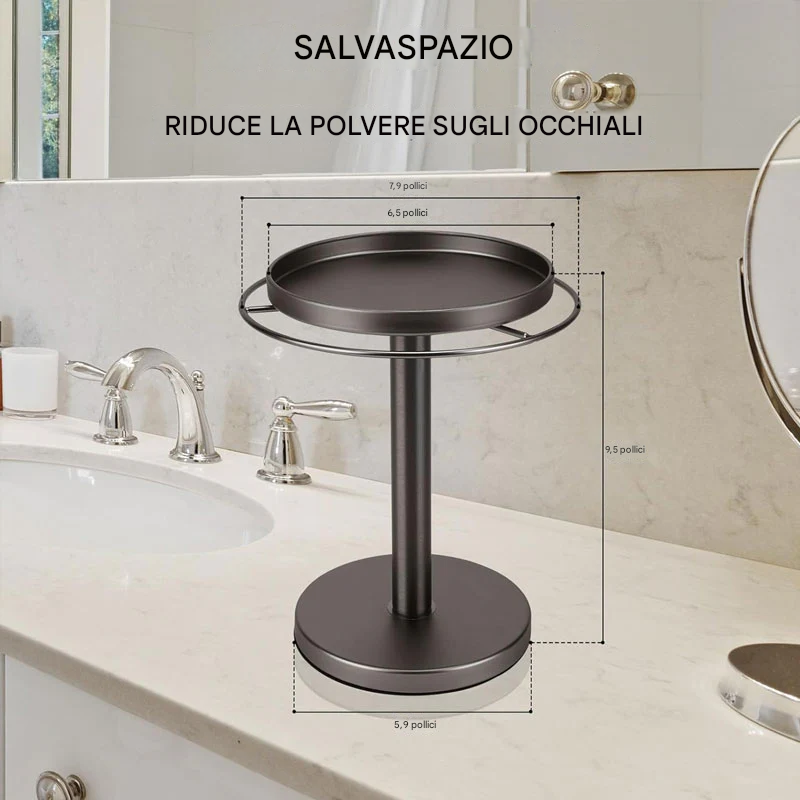 Supporto per occhiali girevole a 360°