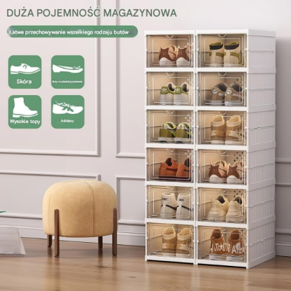  Składany stojak na buty z przezroczystymi drzwiami | SHOZBOX