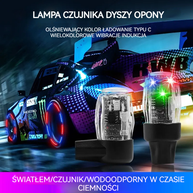 💥🏍️🚗【Kup 2, otrzymaj 2 gratis】Światła na zawory motocyklowe i samochodowe, dekoracyjne światła na zawory opon, akumulatorowe, migające wibracje