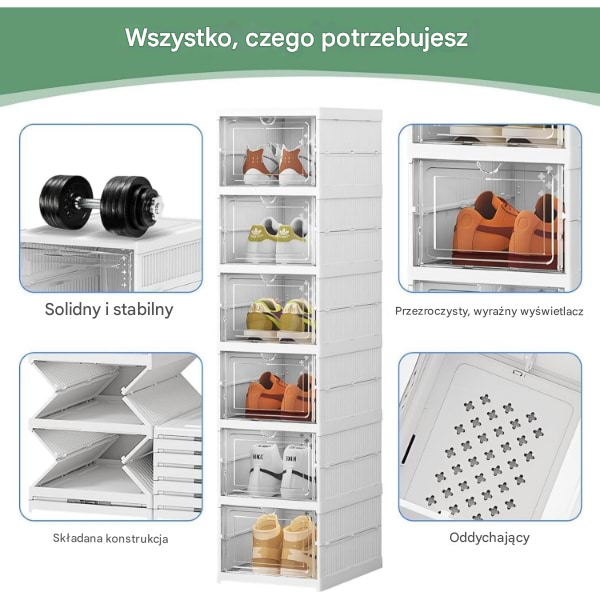  Składany stojak na buty z przezroczystymi drzwiami | SHOZBOX