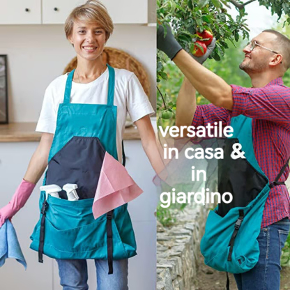 Grembiule da giardinaggio incrociato sulla schiena con profonde tasche a marsupio