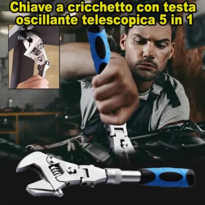 Chiave a cricchetto telescopica a cricchetto 5 in 1 con testa di agitazione