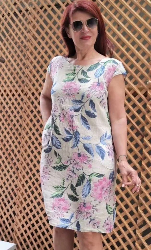 👗Abito girocollo con stampa botanica