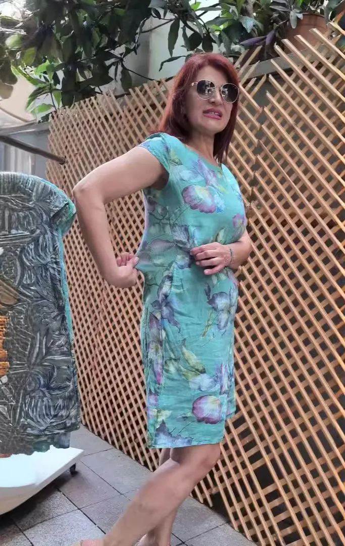 👗Abito girocollo con stampa botanica