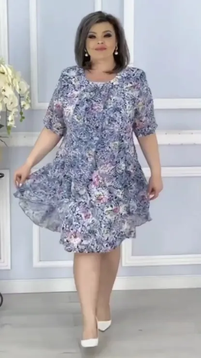 🔥【Acquista 1, ricevi 1 gratis】🔥【S-5XL】❤️👗Abito elegante plissettato stampato primavera 2025