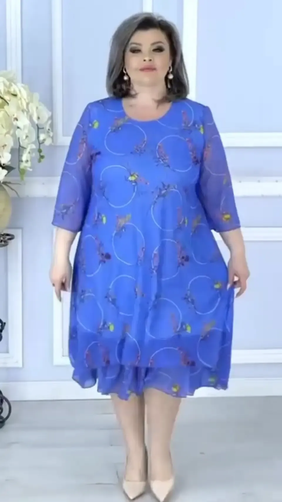 【🔥Compra 1 prima 1 gratis】【【S-5XL】💥Rochie din sifon imprimata noua